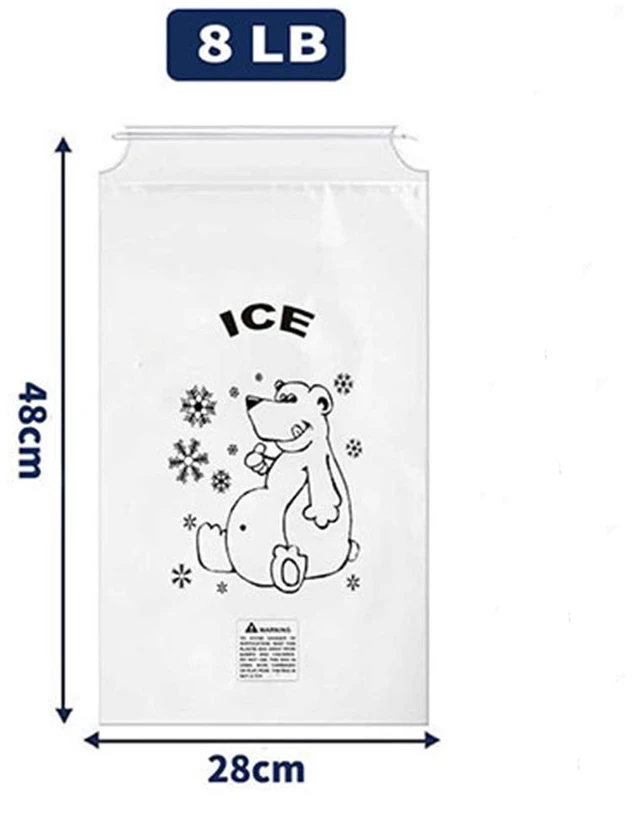 Alt view image 2 of 6 - 8 LB Disposable Drawstring Ice Bags, 28×48cm Heavy Duty Clear Plastic Ice Storage Bags, 50 Count Leak-Proof Ice Bags for Freezer, Parties & Home Use