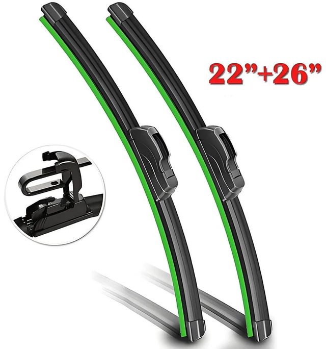 Main image of 26"&22" Windshield Wipers (Pack of 2), Automotive Replacement Front Windshield Wiper Blades J-HOOK Bracketless OEM Quality