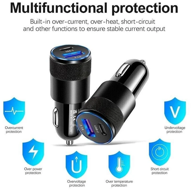 Alt view image 6 of 6 - 2-Port PD USB-C Fast Charging Car Charger Adapter Compatible with iPhone 14 13 12 11 Samsung, Black, Auto & Hardware Accessory
