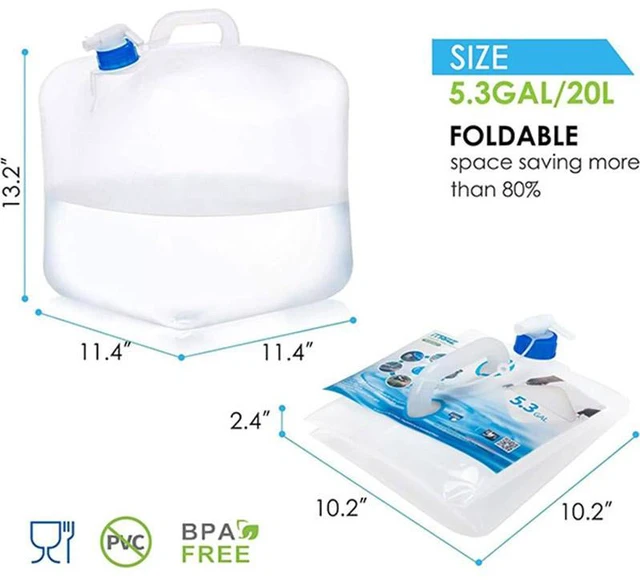Alt view image 6 of 7 - Food Grade LDPE4 5.3 Gal Water Storage Jugfoldable Collapsible Water Container Camping W/Spigot