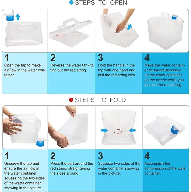 Alt view image 7 of 7 - Food Grade LDPE4 5.3 Gal Water Storage Jugfoldable Collapsible Water Container Camping W/Spigot