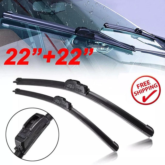 Main image of 22" Windshield Wipers (Pack of 2), Automotive Replacement Front Windshield Wiper Blades J-HOOK Bracketless OEM Quality Wipers
