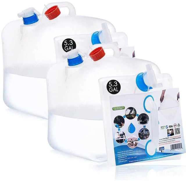 Main image of 2Pack Food Grade LDPE4 5.3 Gal Water Storage Jugfoldable Collapsible Water Container Camping W/Spigot