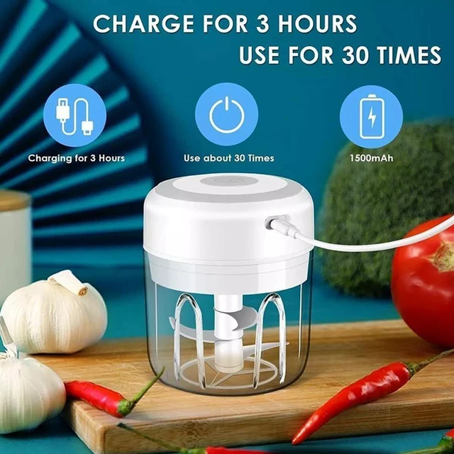 Alt view image 5 of 7 - Electric Garlic Chopper, Vegetable Chopper, Food Chopper, USB Mini Garlic Mincer, Onion Chopper, Portable Small Food Processor for Ginger, Chili, Vegetables