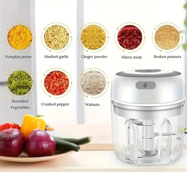 Alt view image 7 of 7 - Electric Garlic Chopper, Vegetable Chopper, Food Chopper, USB Mini Garlic Mincer, Onion Chopper, Portable Small Food Processor for Ginger, Chili, Vegetables