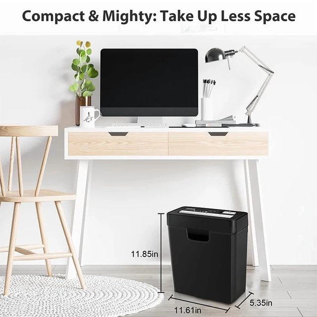Alt view image 3 of 7 - 6-Sheet Strip Cut Paper Shredder, 3.2 Gallon, Also Shred Card/Staple, Small Mini Document Shredding Machine, Portable for Home