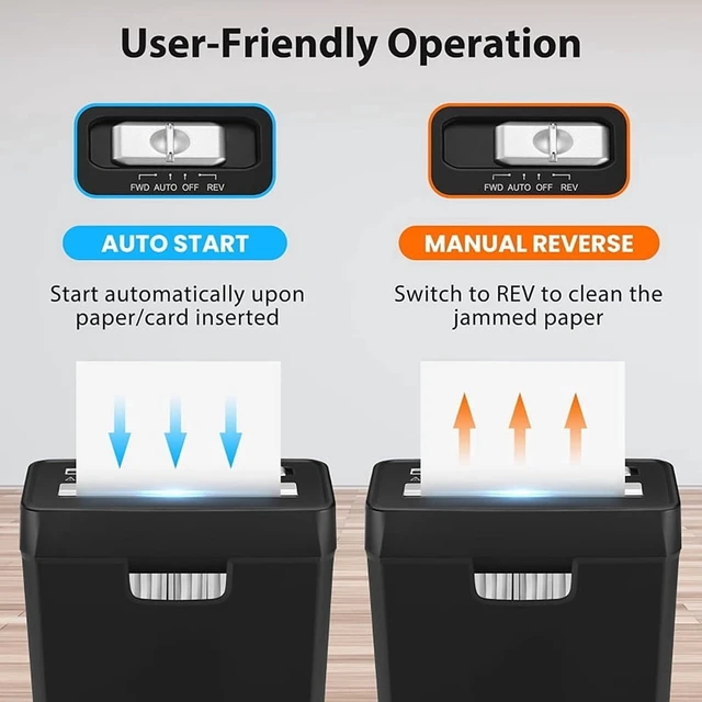 Alt view image 6 of 7 - 6-Sheet Strip Cut Paper Shredder, 3.2 Gallon, Also Shred Card/Staple, Small Mini Document Shredding Machine, Portable for Home