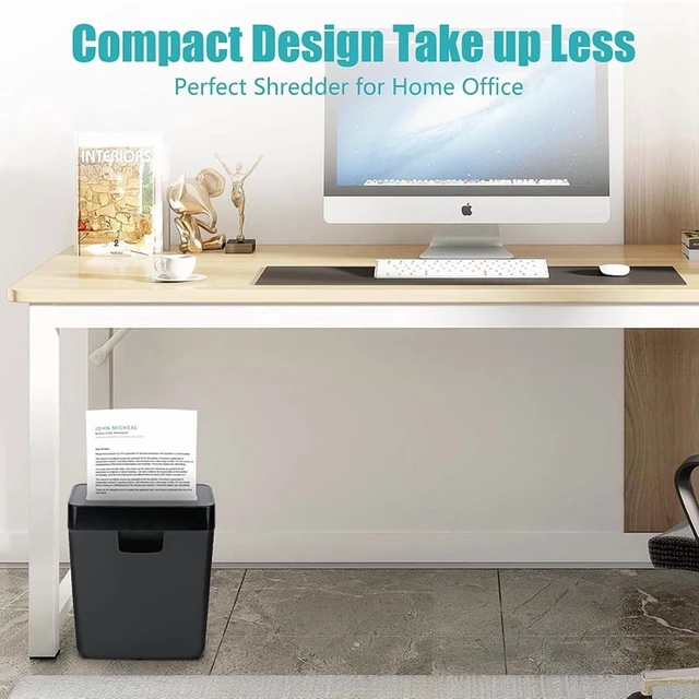 Alt view image 7 of 7 - 6-Sheet Strip Cut Paper Shredder, 3.2 Gallon, Also Shred Card/Staple, Small Mini Document Shredding Machine, Portable for Home