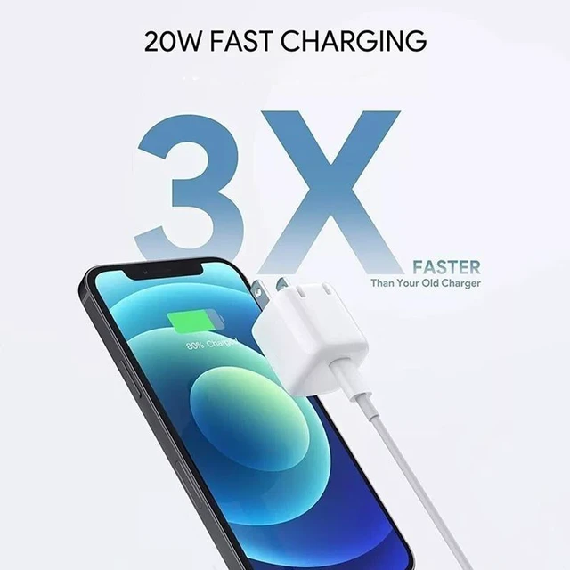 Alt view image 4 of 7 - 2Pack 20W Fast Charging USB-C Wall Charger, 1-Port PD 3.0 for iPhone, Samsung, iPad, Tablets, Phones, Travel-Friendly Size, White