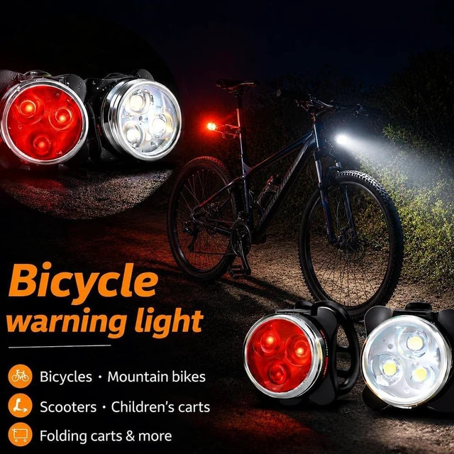 Alt view image 2 of 7 - 2Pcs Bicycle Lights Mountain Bike Headlight and Taillight, Waterproof Super Bike Lights, USB Rechargeable, for Night Riding, 5 Light Mode Options