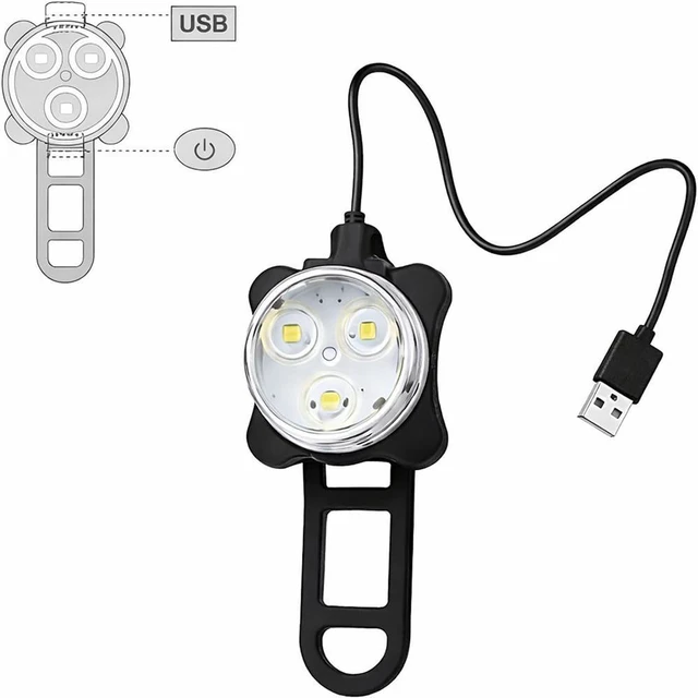 Alt view image 4 of 7 - 2Pcs Bicycle Lights Mountain Bike Headlight and Taillight, Waterproof Super Bike Lights, USB Rechargeable, for Night Riding, 5 Light Mode Options