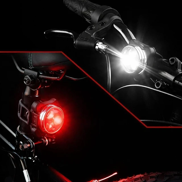 Alt view image 6 of 7 - 2Pcs Bicycle Lights Mountain Bike Headlight and Taillight, Waterproof Super Bike Lights, USB Rechargeable, for Night Riding, 5 Light Mode Options