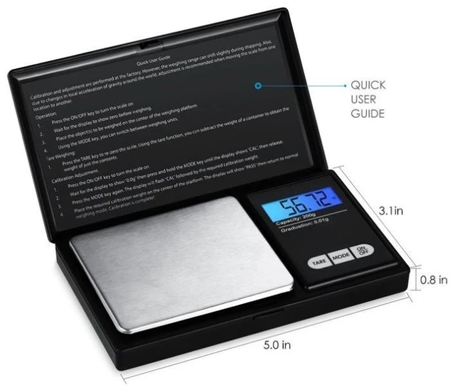 Alt view image 3 of 4 - Digital Pocket Gram Scale 500g x 0.1g High Precision Mini Grams Scale Weighs Kitchen Small Food, Coffee, Jewelry, Ounces, Grains, LCD Display, 304 Stainless Steel, Tare Function