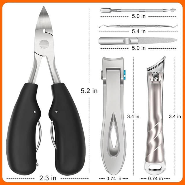 Alt view image 2 of 7 - Toenail Clippers Kit for Seniors Thick Toenails, Angled Head Large Toe Nail Clippers for Thick Nails for Men, Heavy Duty Ingrown Toenail Clippers with Wide Jaw, Slanted Nail clippers with Long Handle