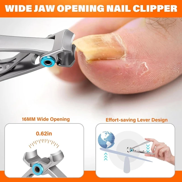Alt view image 6 of 7 - Toenail Clippers Kit for Seniors Thick Toenails, Angled Head Large Toe Nail Clippers for Thick Nails for Men, Heavy Duty Ingrown Toenail Clippers with Wide Jaw, Slanted Nail clippers with Long Handle