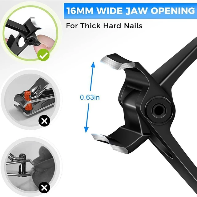 Alt view image 7 of 7 - Stainless Heavy Professional Extra Large Toe Nail Clippers Wide Jaw Nail Clipper, Professional Toenails Fingernails Clippers for Thick Nails -Black