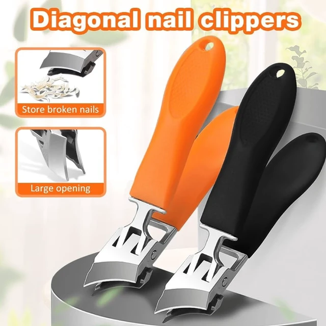 Alt view image 3 of 7 - Wide Jaw Opening Anti-Splash Slanted Nail Clipper, Nail Clippers for Ingrown Nails, Long Handle Anti-slip Nail Clippers, Wide Mouth Toe Nail Clippers, Household Slanted Nail Clippers(Orange)