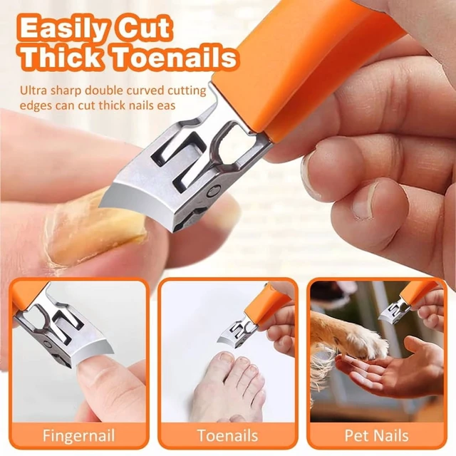 Alt view image 2 of 7 - Wide Jaw Opening Anti-Splash Slanted Nail Clipper, Nail Clippers for Ingrown Nails, Long Handle Anti-slip Nail Clippers, Wide Mouth Toe Nail Clippers, Household Slanted Nail Clippers(Orange)