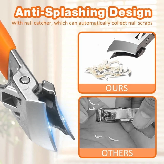 Alt view image 6 of 7 - Wide Jaw Opening Anti-Splash Slanted Nail Clipper, Nail Clippers for Ingrown Nails, Long Handle Anti-slip Nail Clippers, Wide Mouth Toe Nail Clippers, Household Slanted Nail Clippers(Orange)