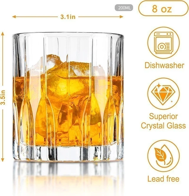 Alt view image 6 of 7 - 8oz Old Fashioned Rocks Whiskey Bourbon Scotch Cognac Cocktail Drinking Glasses
