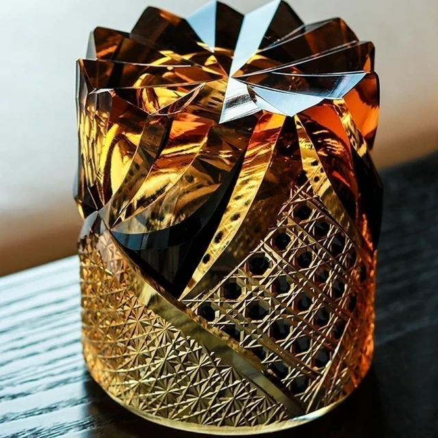 Alt view image 3 of 7 - New Whiskey Brandy Bar Glass Carved Crystal Glasses Edo Tokyo Kiriko Hand Cut US