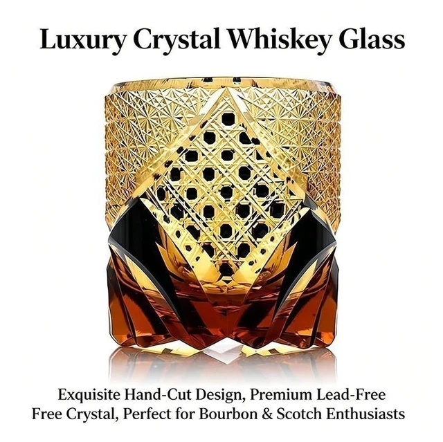 Main image of New Whiskey Brandy Bar Glass Carved Crystal Glasses Edo Tokyo Kiriko Hand Cut US