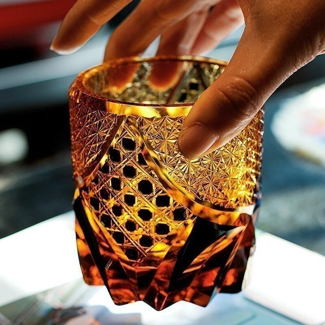 Alt view image 5 of 7 - New Whiskey Brandy Bar Glass Carved Crystal Glasses Edo Tokyo Kiriko Hand Cut US