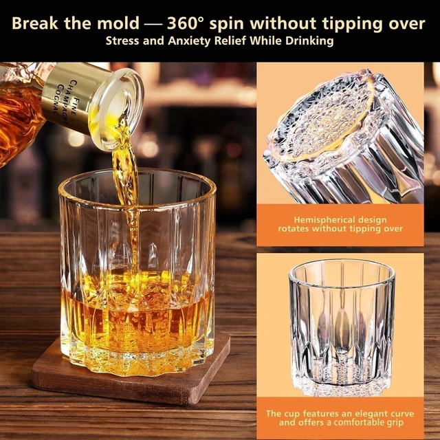 Alt view image 4 of 7 - K9 Crystal Glass Rocks Whiskey Glasses Old Fashioned Heavy Glass Cut Clear 8oz