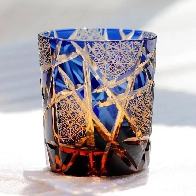Main image of Luxury Hand-made Whisky Brandy Crystal Amber Cut Glass Tumbler Byzantine Style