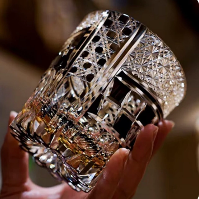 Alt view image 2 of 7 - Old Fashioned Edo Kiriko Glass Hand Cut Crystal Whiskey Bourbon Scotch Glass