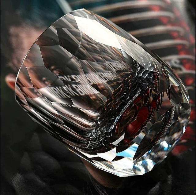 Alt view image 6 of 7 - Hand Cut Crystal Whiskey Glass Edo Kiriko Style Luxury Clear Diamond Tumbler Cup