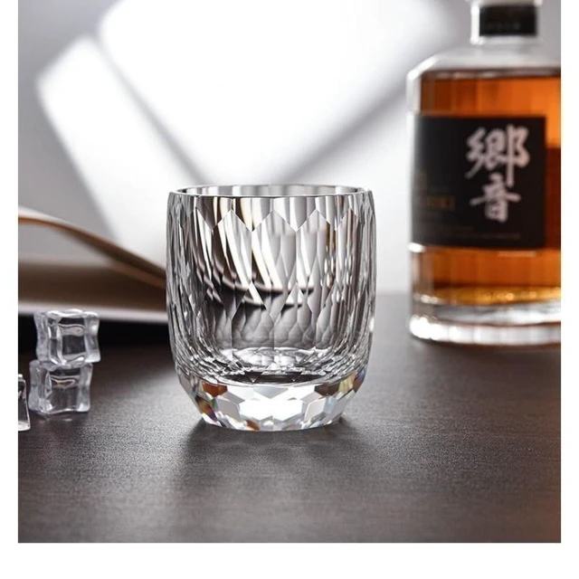 Alt view image 7 of 7 - Hand Cut Crystal Whiskey Glass Edo Kiriko Style Luxury Clear Diamond Tumbler Cup