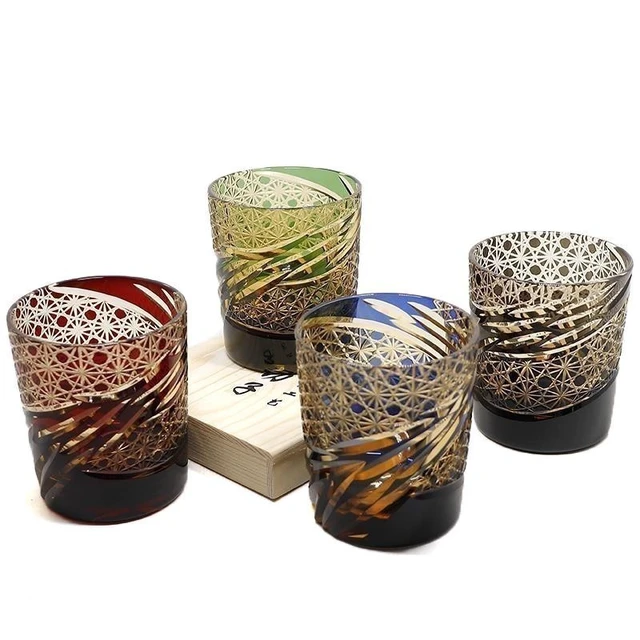 Alt view image 2 of 7 - 1 Pc Crystal Glass Whiskey Glass Tumbler Edo Kiriko Drinkware Hand Cut Clear 9oz