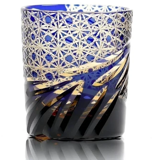 Main image of 1 Pc Crystal Glass Whiskey Glass Tumbler Edo Kiriko Drinkware Hand Cut Clear 9oz