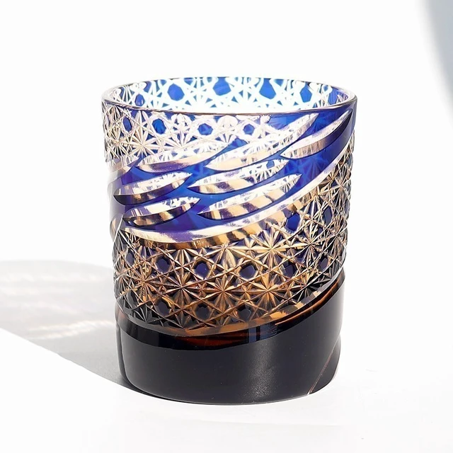 Alt view image 3 of 7 - 1 Pc Crystal Glass Whiskey Glass Tumbler Edo Kiriko Drinkware Hand Cut Clear 9oz