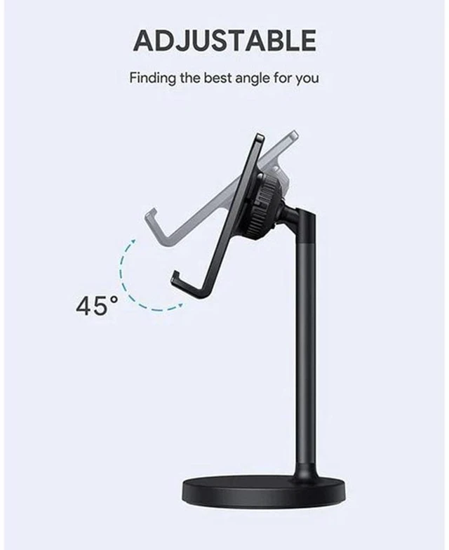 Alt view image 2 of 7 - Universal Desk Phone Holder - Adjustable Angle & Height Aluminum Alloy Mount, Cell Phone Stand, Cell Phone Holder With Silicone - Office & Home Use