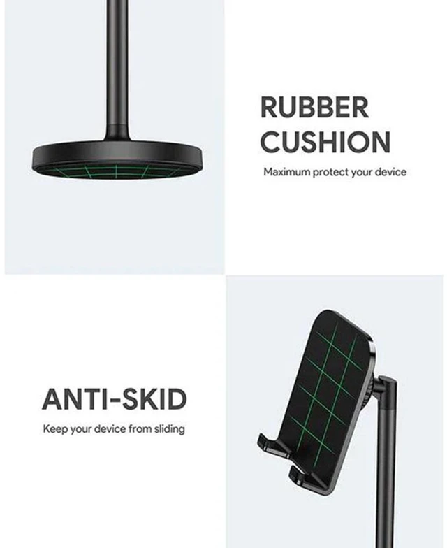 Alt view image 3 of 7 - Universal Desk Phone Holder - Adjustable Angle & Height Aluminum Alloy Mount, Cell Phone Stand, Cell Phone Holder With Silicone - Office & Home Use