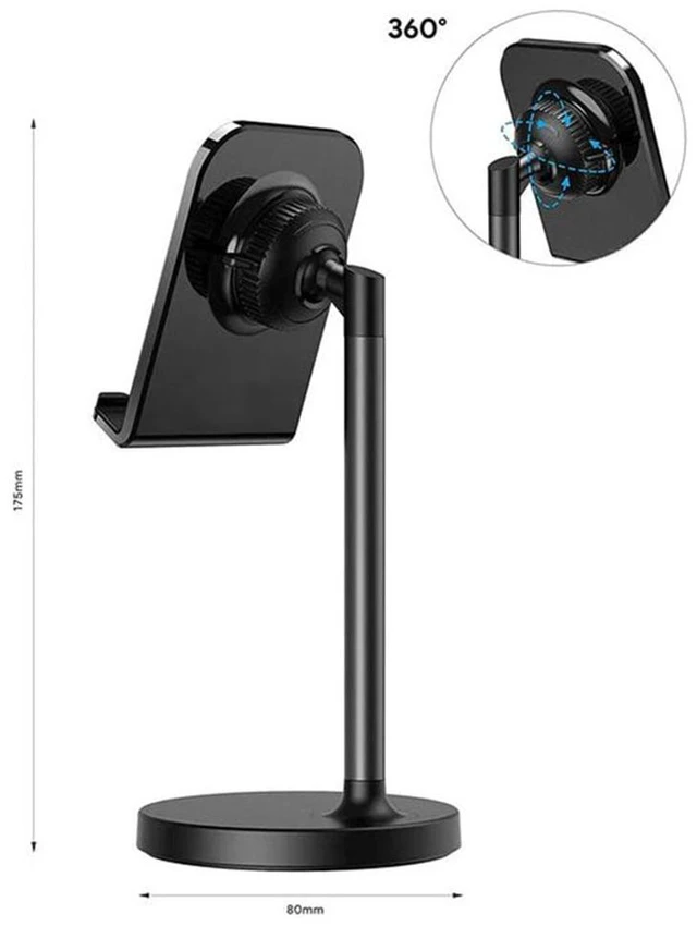 Alt view image 4 of 7 - Universal Desk Phone Holder - Adjustable Angle & Height Aluminum Alloy Mount, Cell Phone Stand, Cell Phone Holder With Silicone - Office & Home Use
