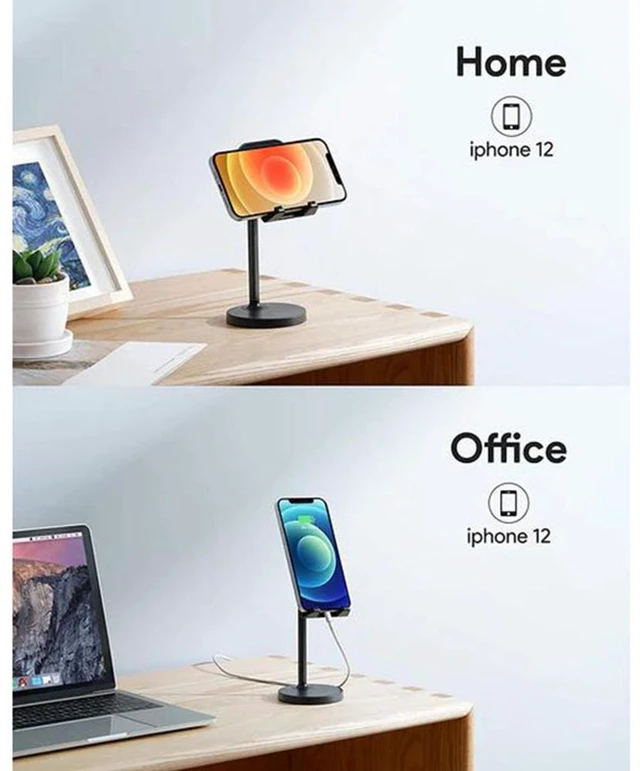 Alt view image 5 of 7 - Universal Desk Phone Holder - Adjustable Angle & Height Aluminum Alloy Mount, Cell Phone Stand, Cell Phone Holder With Silicone - Office & Home Use