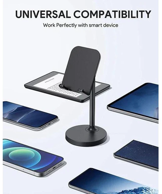 Alt view image 6 of 7 - Universal Desk Phone Holder - Adjustable Angle & Height Aluminum Alloy Mount, Cell Phone Stand, Cell Phone Holder With Silicone - Office & Home Use
