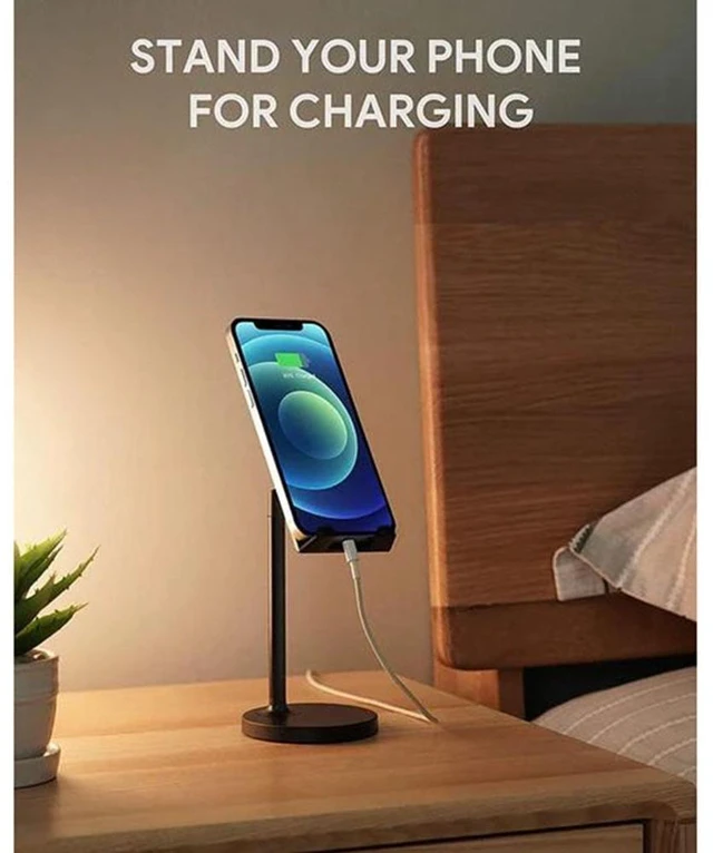 Alt view image 7 of 7 - Universal Desk Phone Holder - Adjustable Angle & Height Aluminum Alloy Mount, Cell Phone Stand, Cell Phone Holder With Silicone - Office & Home Use