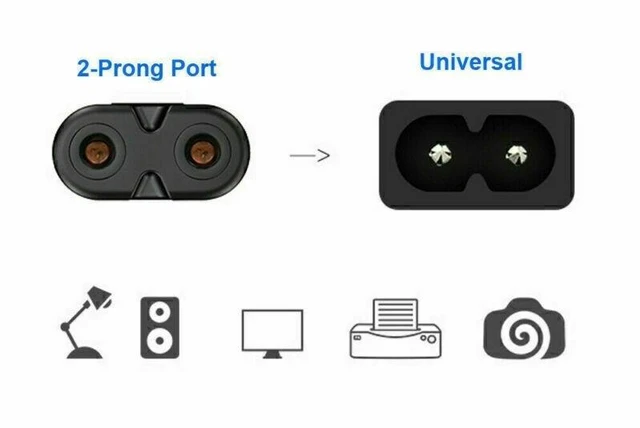 Alt view image 2 of 4 - AC Power Cord for Sony PS5/PS4/PS3 Slim, Xbox Series S/Series X, Xbox One S/One X, 2 Prong C7 Universal TV Power Cable Replacement