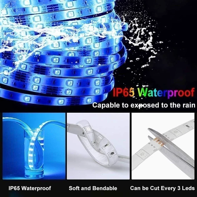 Alt view image 3 of 7 - 32ft Mood LED Strip Lights with Remote Control for Bedroom Indoor & Outdoor Use