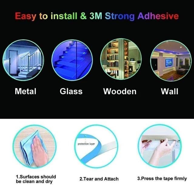 Alt view image 5 of 7 - 32ft Mood LED Strip Lights with Remote Control for Bedroom Indoor & Outdoor Use