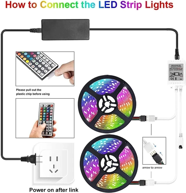 Alt view image 4 of 7 - 32ft Mood LED Strip Lights with Remote Control for Bedroom Indoor & Outdoor Use