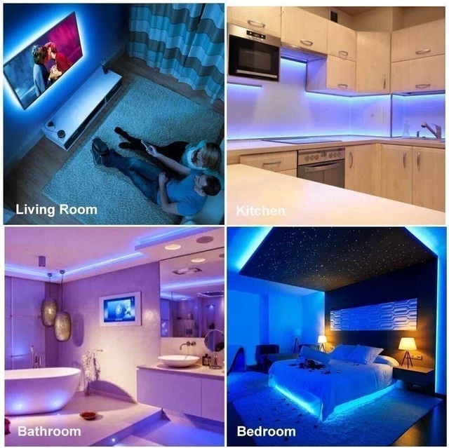 Alt view image 7 of 7 - 32ft Mood LED Strip Lights with Remote Control for Bedroom Indoor & Outdoor Use