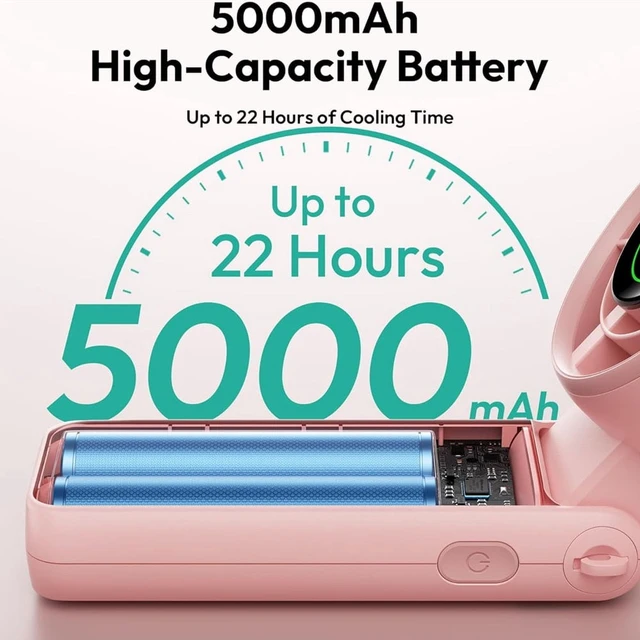 Alt view image 3 of 7 - Portable Handheld Turbo Fan - 5 Speed Mini Personal Fan with Strong Airflow, Foldable 3 in 1 5000mAh Rechargeable Battery Operated Trave Essentials Hand Fans for Indoor/Outdoor Use, Pink