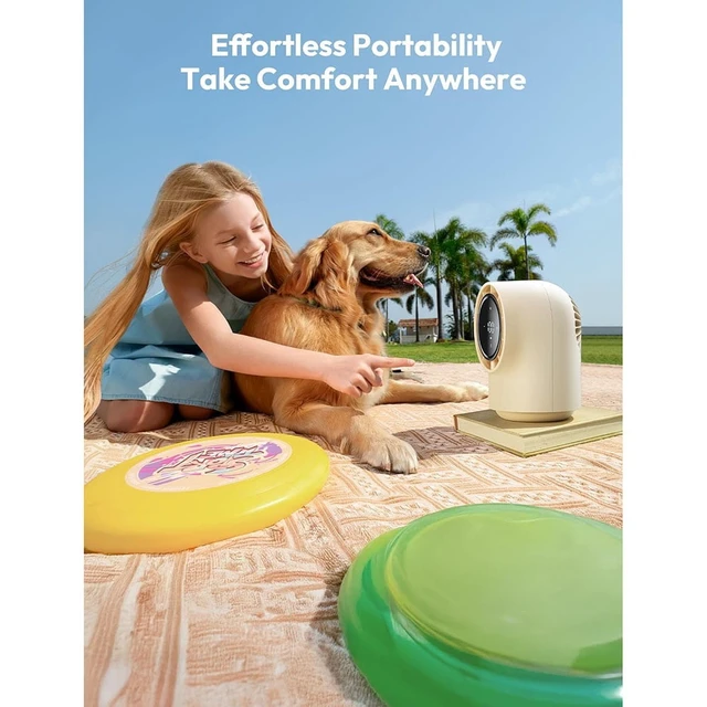 Alt view image 6 of 6 - Rechargeable USB Desk Fan, Quiet Table Fan with Turbo Airflow, 100 Speeds, Digital Display, 4000mAh Battery Powered, Small Battery Desktop Fans for Bedroom Home Office, Beige