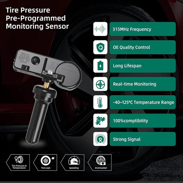 Alt view image 5 of 6 - 4-Pack TPMS Sensor GM, Tire Pressure Monitoring System Sensor Replacement for GM Chevy GMC Cadillac Buick, 315MHz OE Replaces for 13586335 20923680 22853741