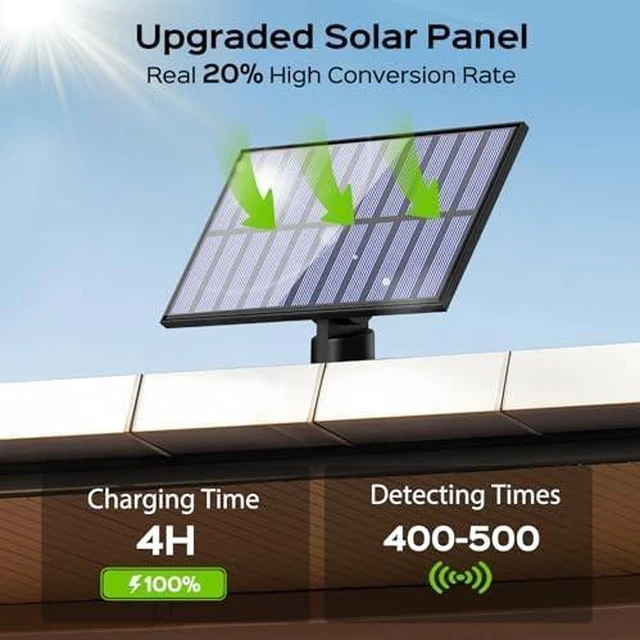 Alt view image 6 of 7 - Solar Outdoor Lights 2Pack, 202 LED Flood Lights with 16.4 ft Cable Remote Control Solar Motion Sensor Outdoor Lights, 3 Modes Solar Powered Security Lights for Outside Patio Yard Garage Garden